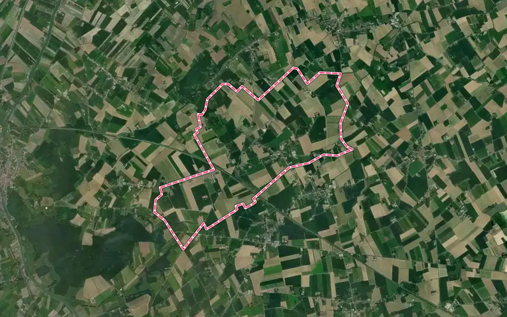 Vue satellite de Volckerinckhove avec ses contours administratifs