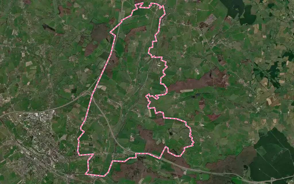 Vue satellite de Volesvres avec ses contours administratifs