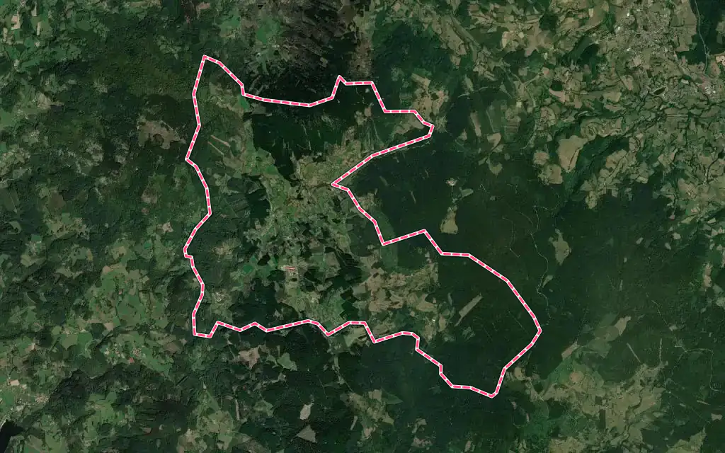 Vue satellite de Vollore-Montagne avec ses contours administratifs