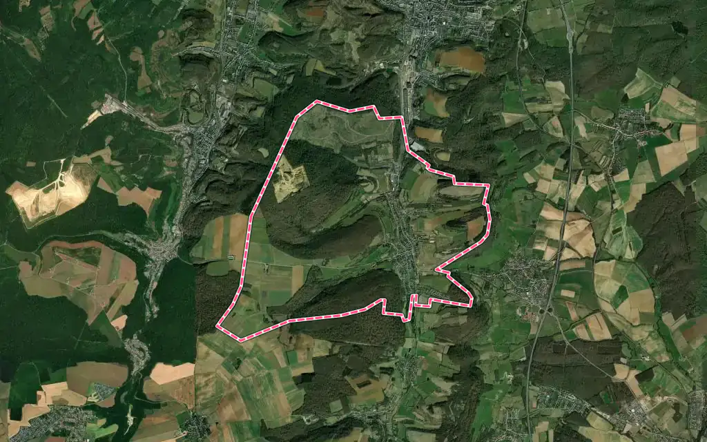 Vue satellite de Volmerange-les-Mines avec ses contours administratifs