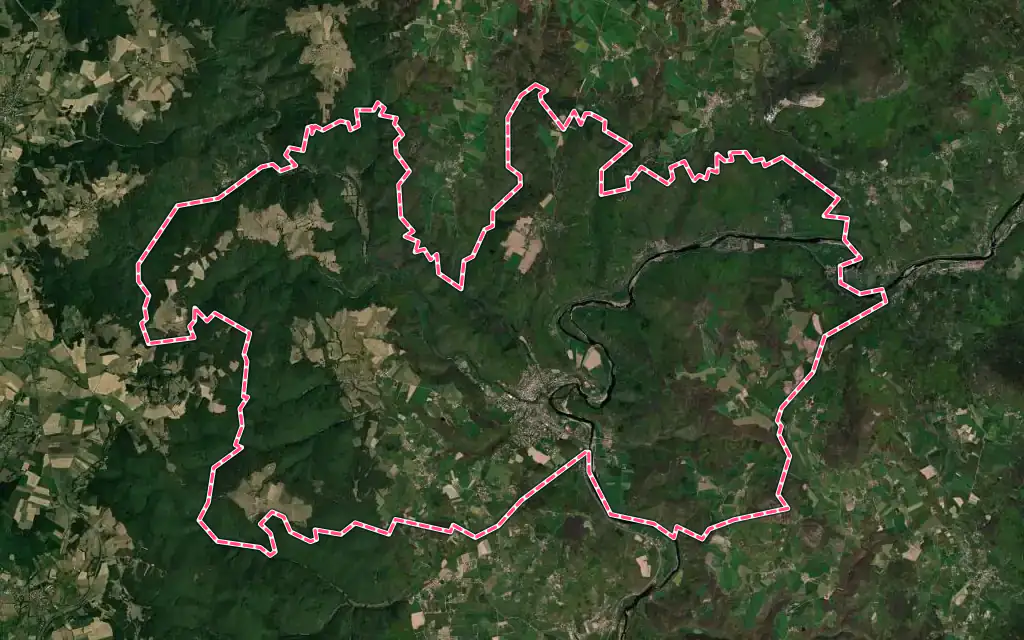 Vue satellite de Vorey avec ses contours administratifs