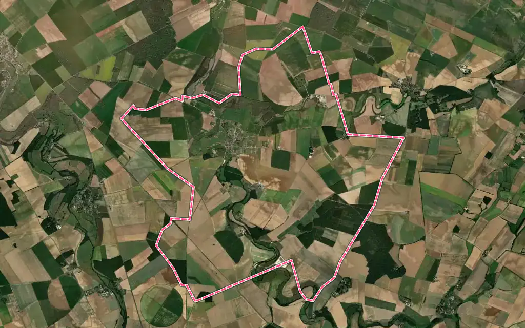 Vue satellite de Vornay avec ses contours administratifs
