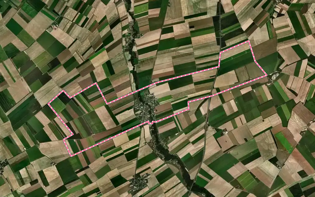 Vue satellite de Voué avec ses contours administratifs