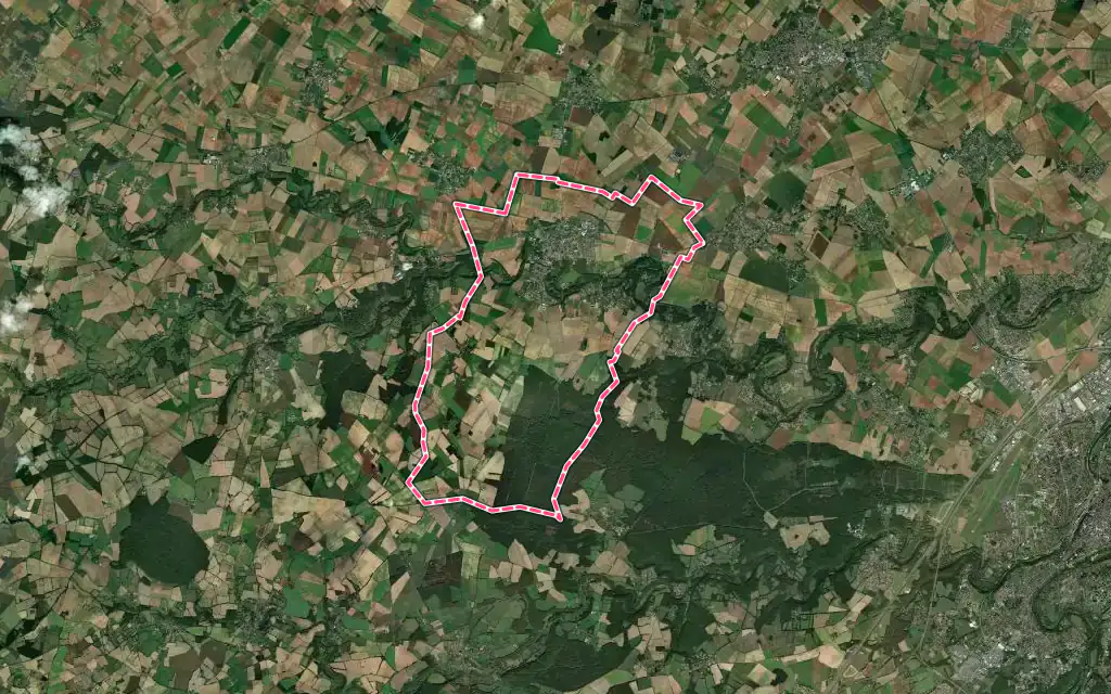Vue satellite de Vouillé avec ses contours administratifs
