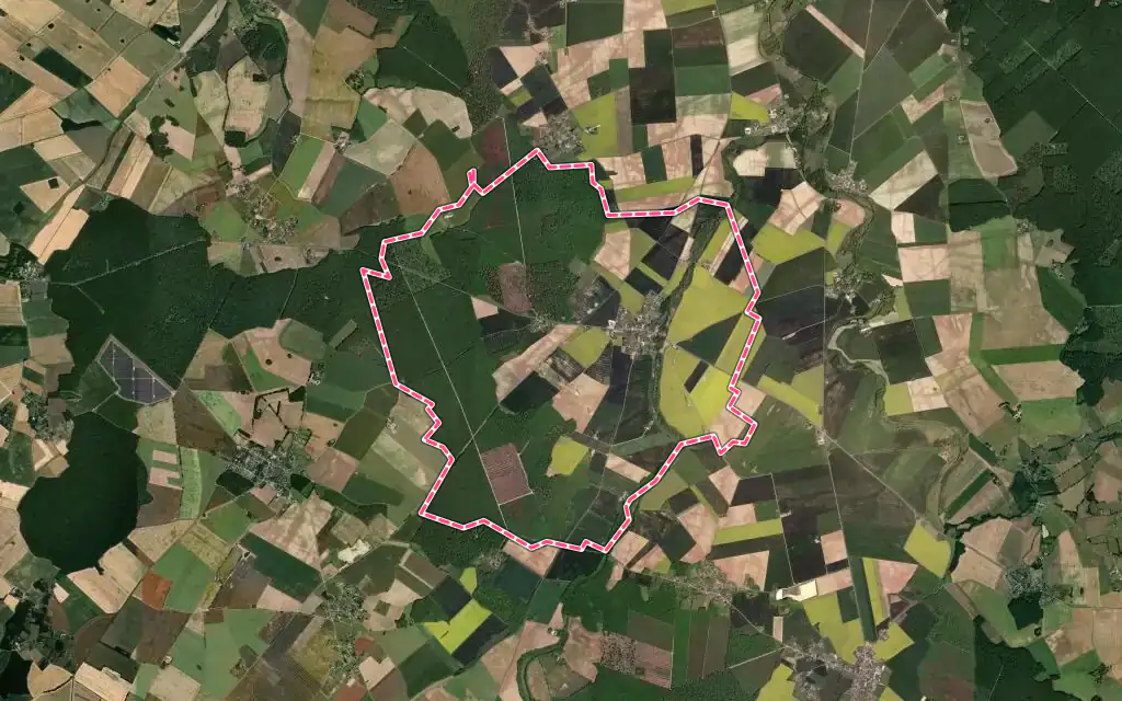 Vue satellite de Vouillon avec ses contours administratifs