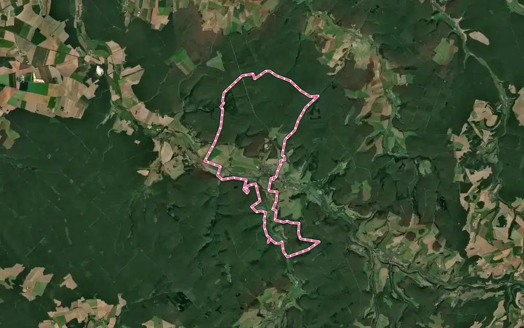 Vue satellite de Voulaines-les-Templiers avec ses contours administratifs