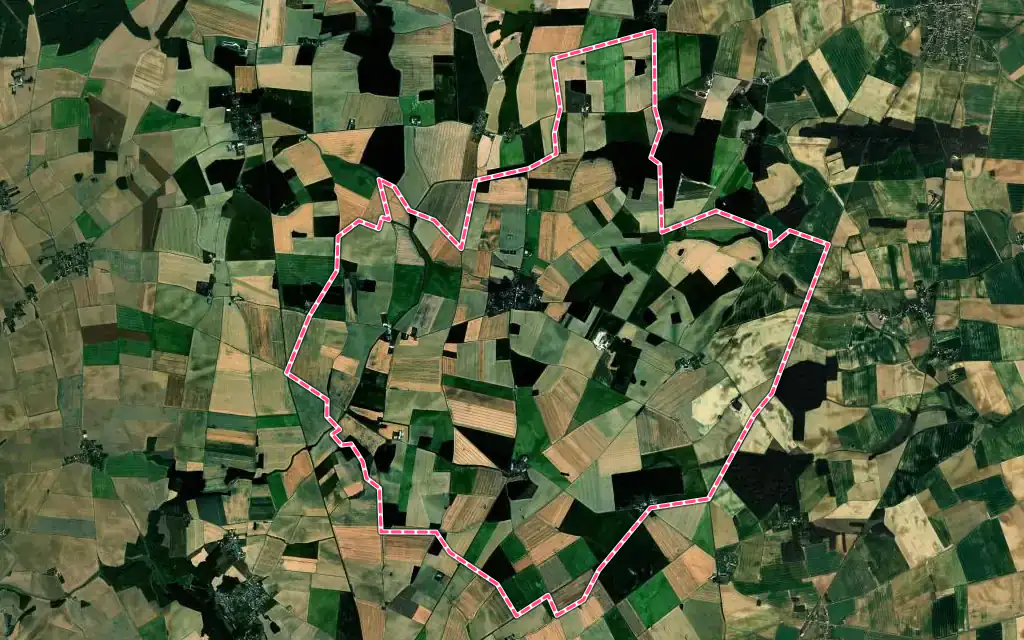 Vue satellite de Voulton avec ses contours administratifs