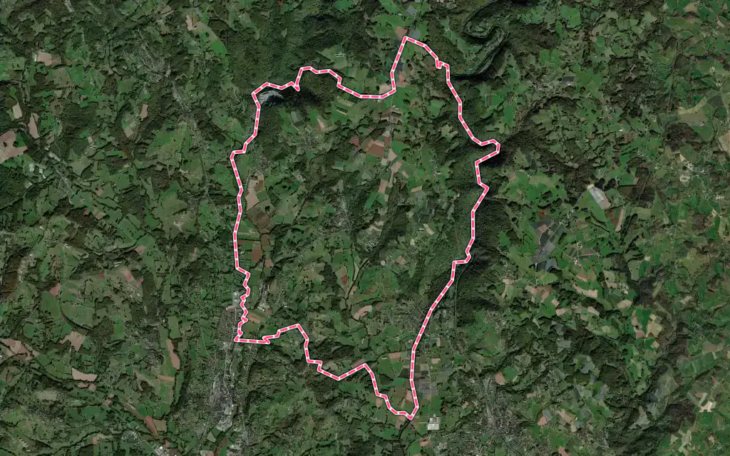 Vue satellite de Voutezac avec ses contours administratifs