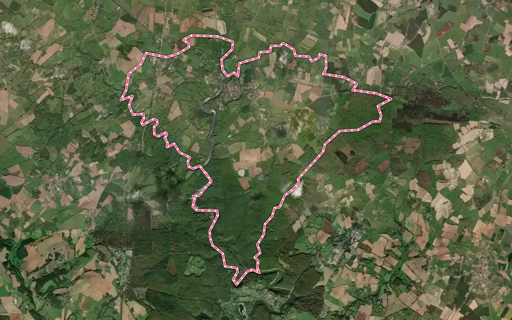 Vue satellite de Vouvant avec ses contours administratifs