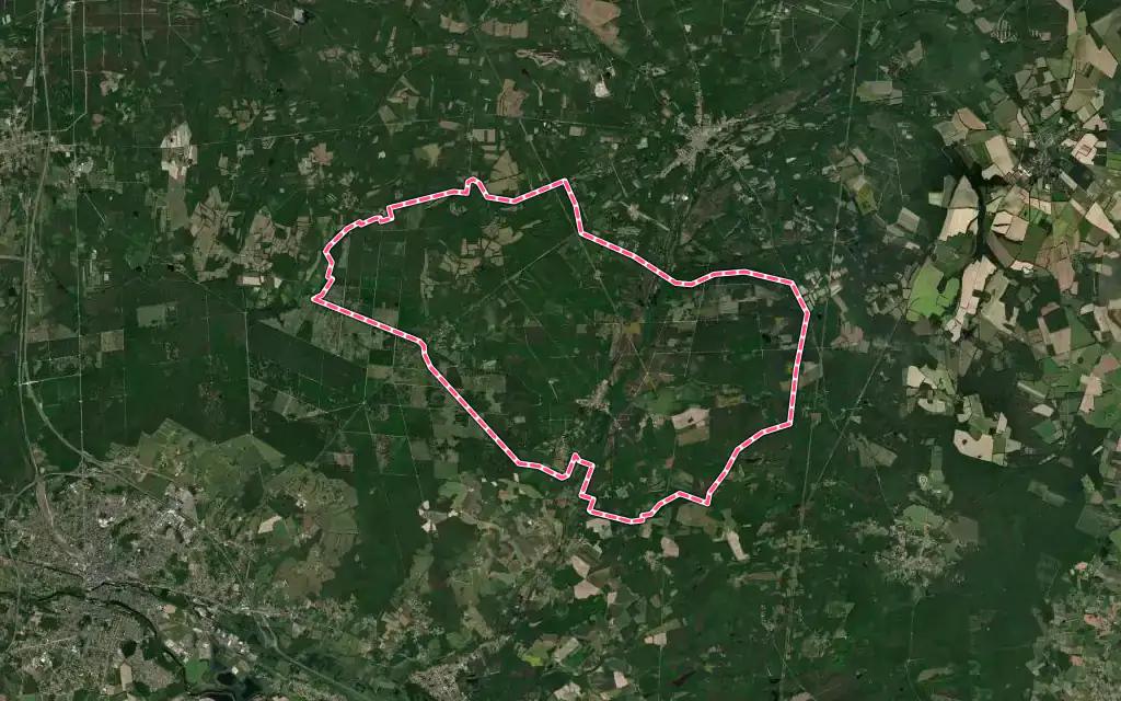 Vue satellite de Vouzeron avec ses contours administratifs