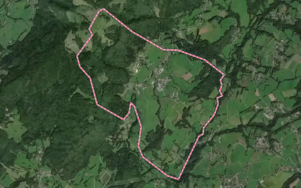 Vue satellite de Vovray-en-Bornes avec ses contours administratifs