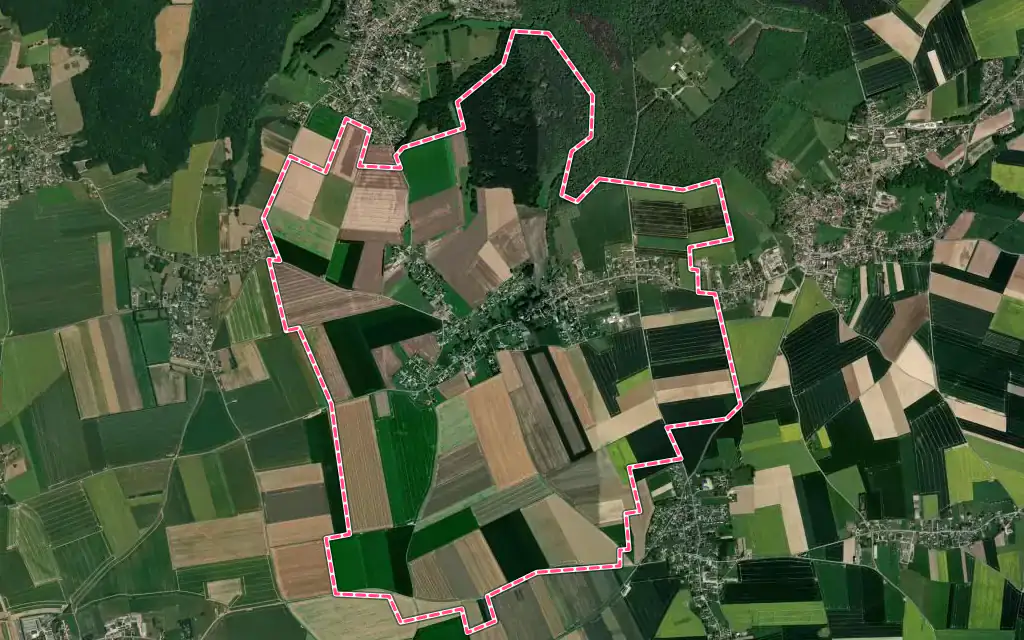 Vue satellite de Vraiville avec ses contours administratifs