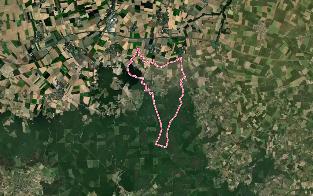 Vue satellite de Vrigny avec ses contours administratifs