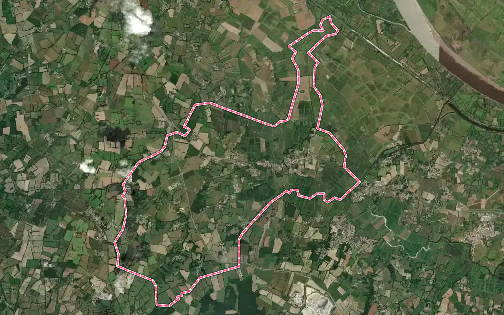 Vue satellite de Vue avec ses contours administratifs