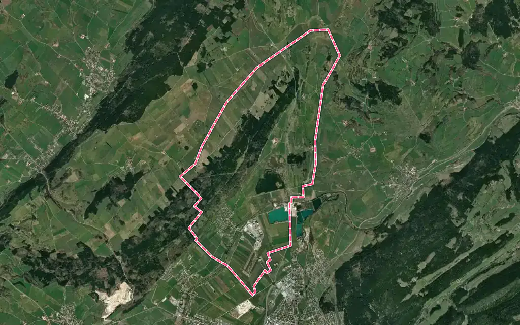 Vue satellite de Vuillecin avec ses contours administratifs