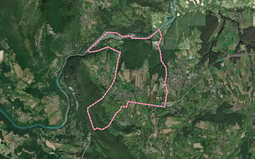 Vue satellite de Vulbens avec ses contours administratifs