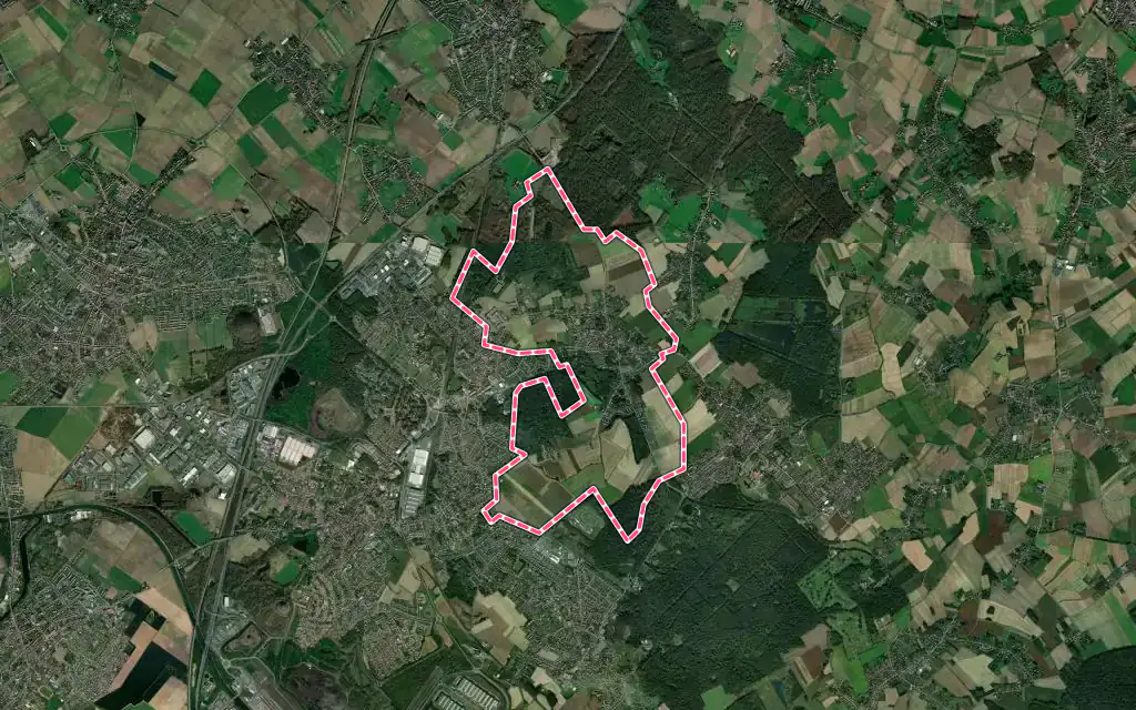 Vue satellite de Wahagnies avec ses contours administratifs