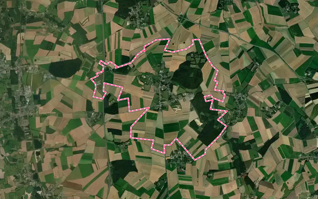 Vue satellite de Wailly-Beaucamp avec ses contours administratifs