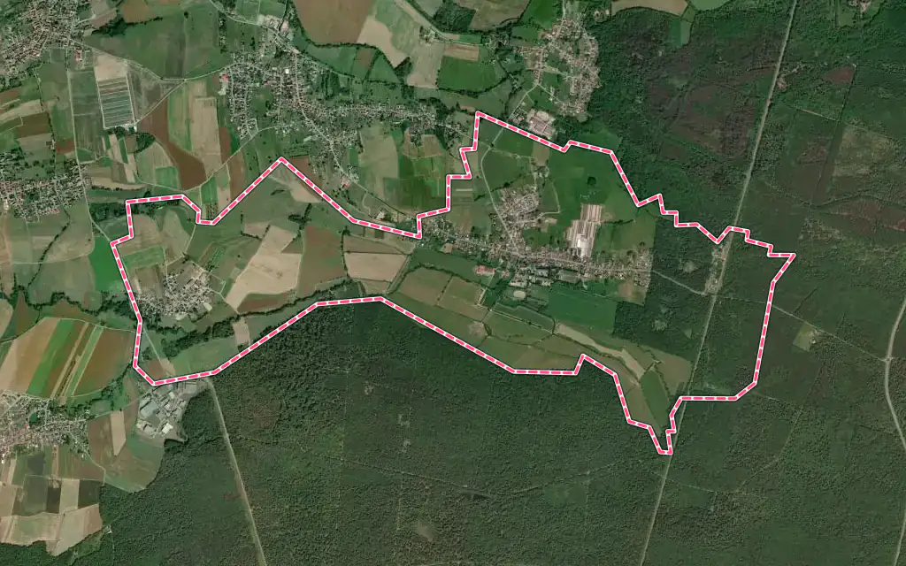 Vue satellite de Walbourg avec ses contours administratifs