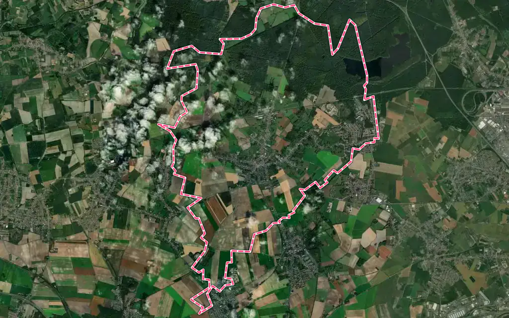 Vue satellite de Wallers avec ses contours administratifs