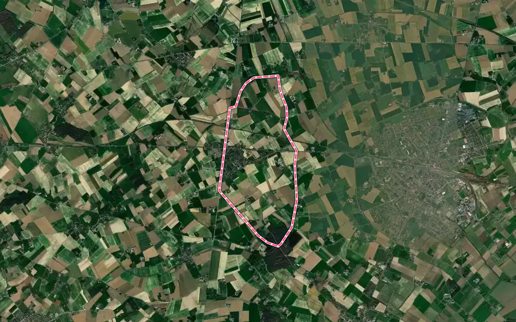 Vue satellite de Wallon-Cappel avec ses contours administratifs