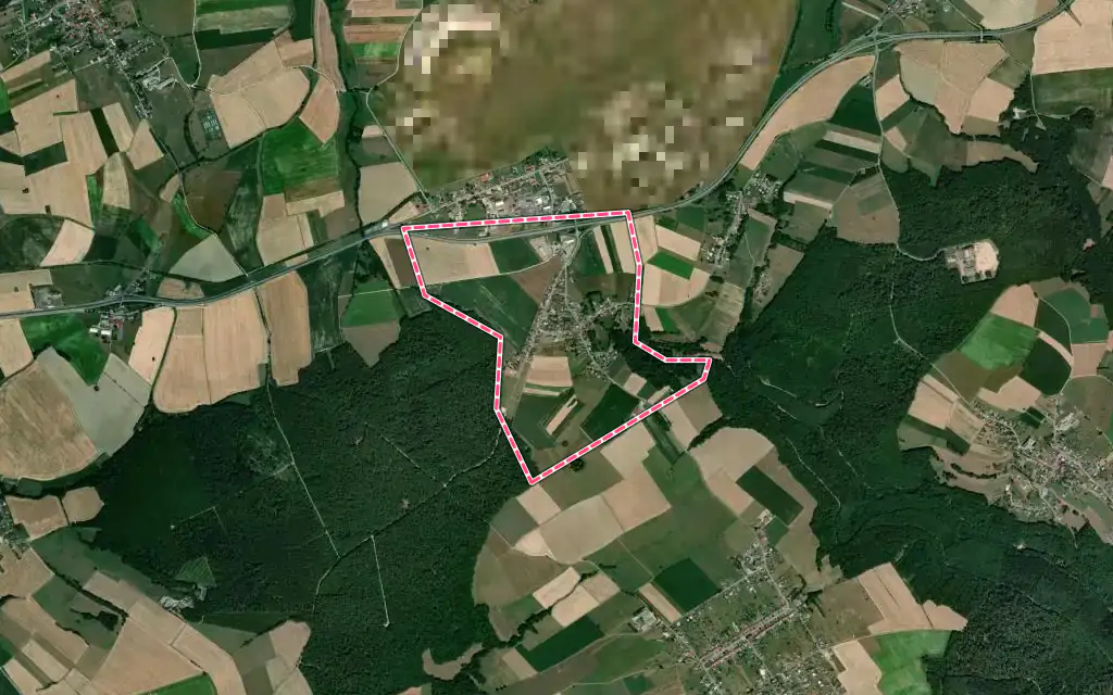 Vue satellite de Waltembourg avec ses contours administratifs