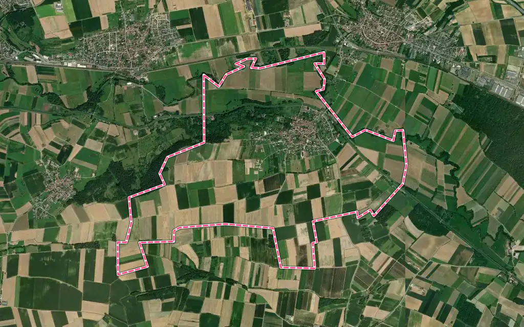 Vue satellite de Waltenheim-sur-Zorn avec ses contours administratifs