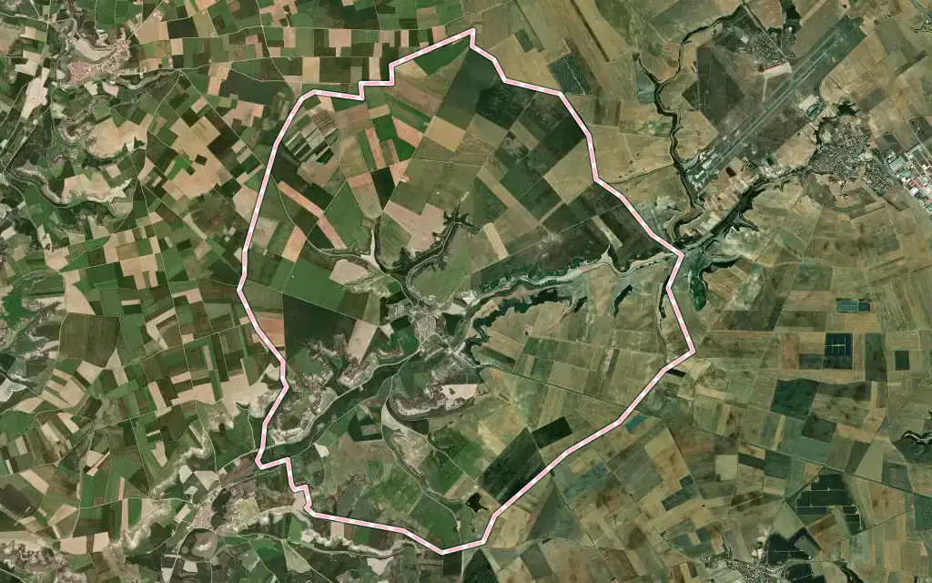 Vista satélite de Wamba con su contorno administrativo