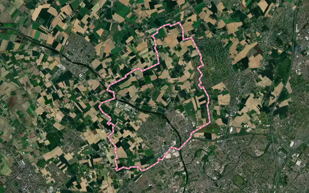 Vue satellite de Wambrechies avec ses contours administratifs