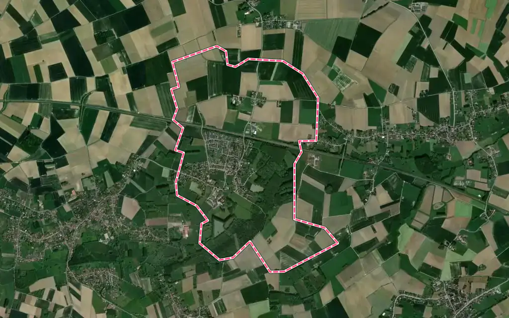 Vue satellite de Wannehain avec ses contours administratifs