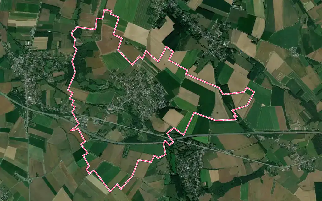 Vue satellite de Wargnies-le-Grand avec ses contours administratifs