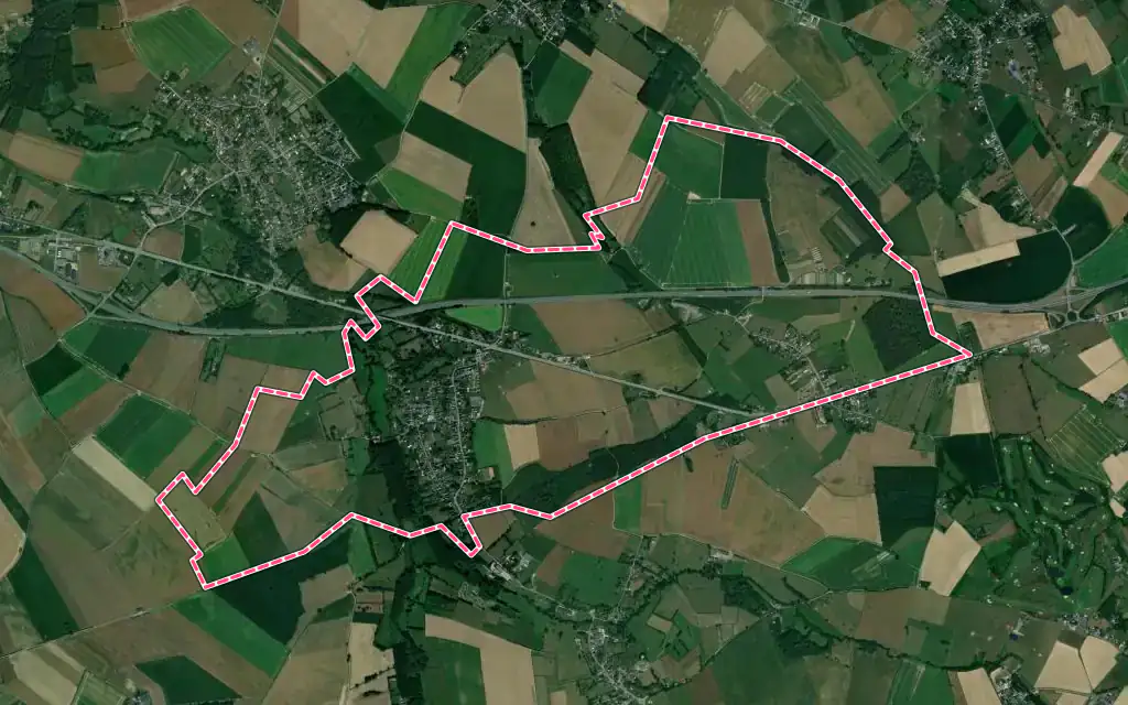 Vue satellite de Wargnies-le-Petit avec ses contours administratifs
