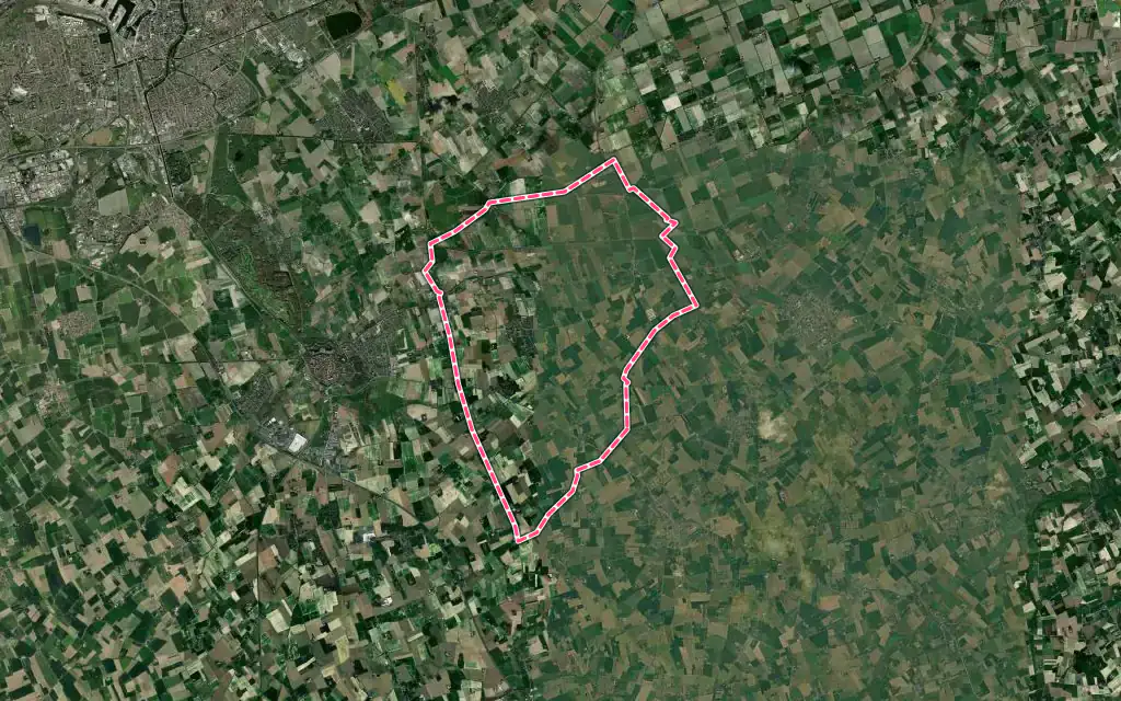Vue satellite de Warhem avec ses contours administratifs