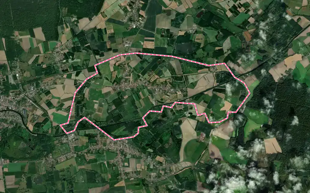 Vue satellite de Warlaing avec ses contours administratifs