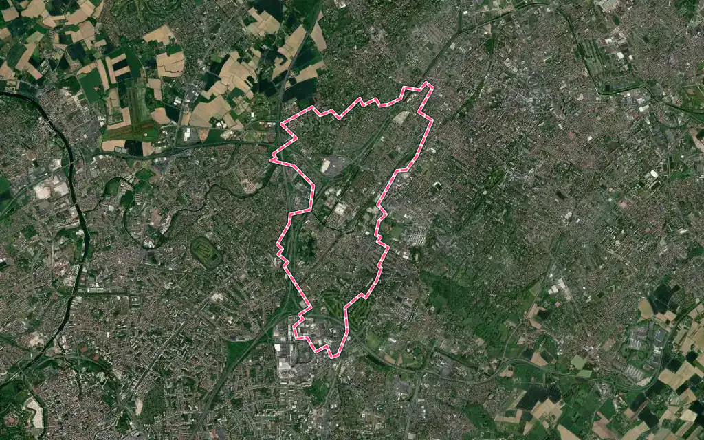 Vue satellite de Wasquehal avec ses contours administratifs