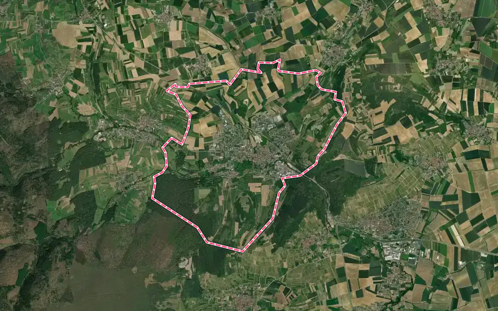 Vue satellite de Wasselonne avec ses contours administratifs