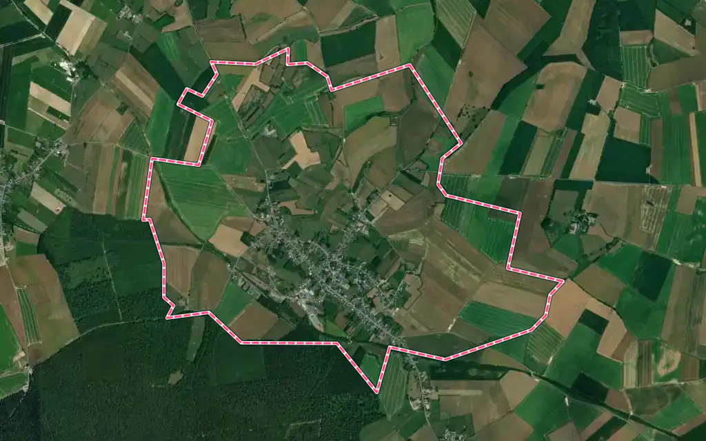 Vue satellite de Wassigny avec ses contours administratifs