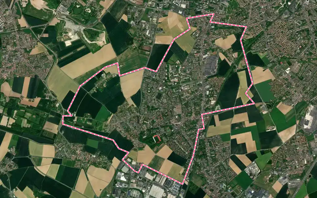 Vue satellite de Wattignies avec ses contours administratifs