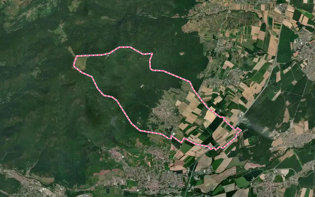 Vue satellite de Wattwiller avec ses contours administratifs