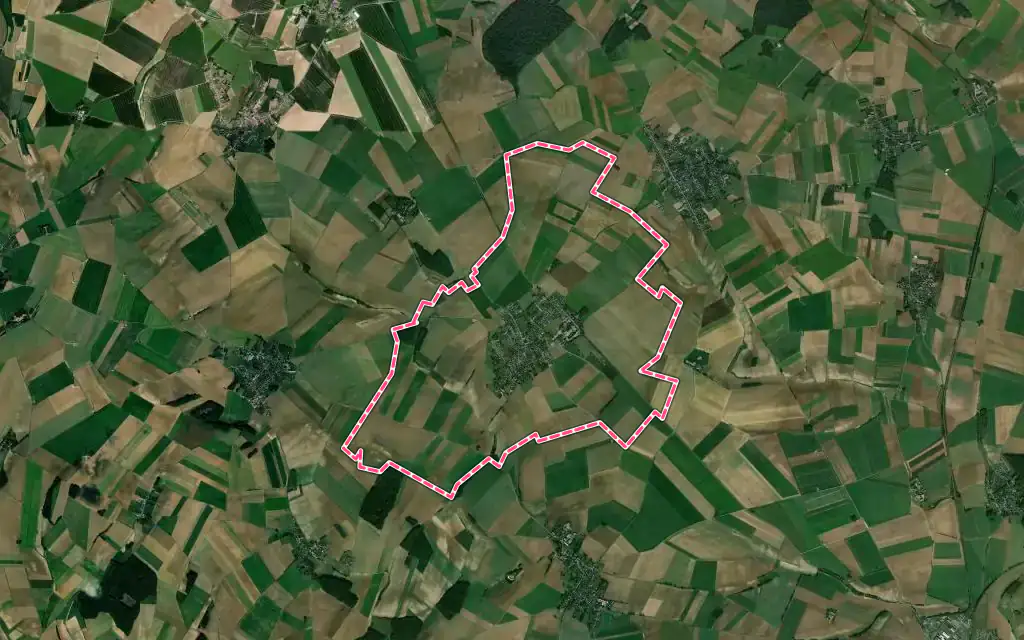 Vue satellite de Wavignies avec ses contours administratifs