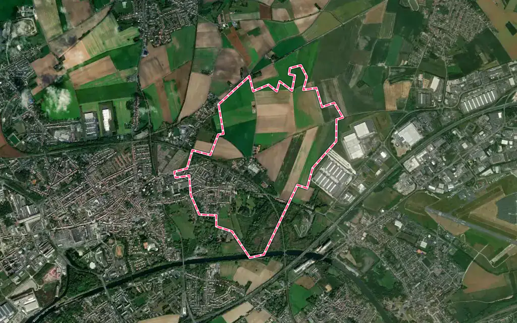 Vue satellite de Wavrechain-sous-Denain avec ses contours administratifs