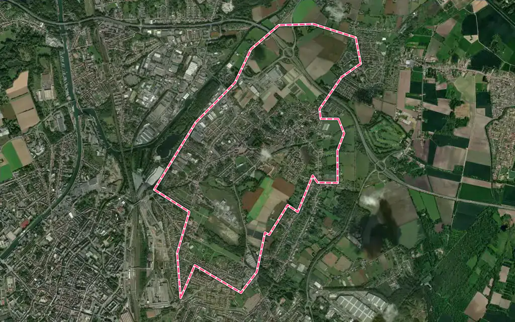 Vue satellite de Waziers avec ses contours administratifs