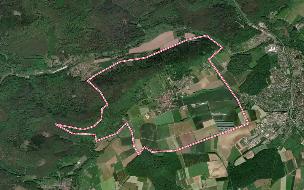 Vue satellite de Weinbourg avec ses contours administratifs