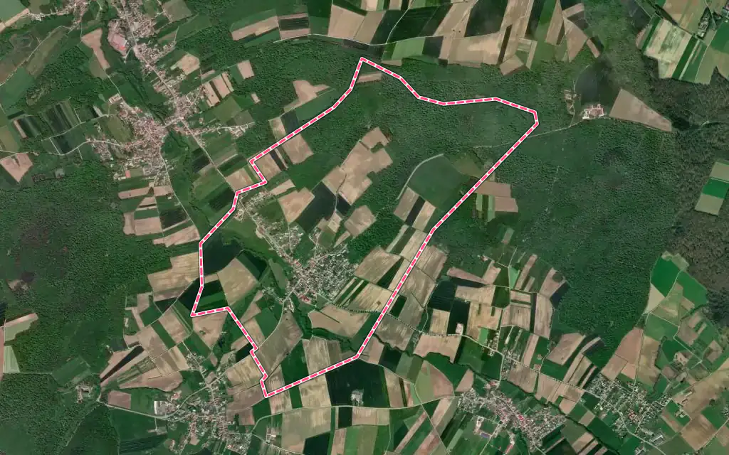 Vue satellite de Werentzhouse avec ses contours administratifs
