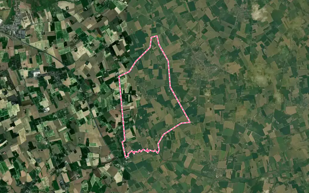 Vue satellite de West-Cappel avec ses contours administratifs
