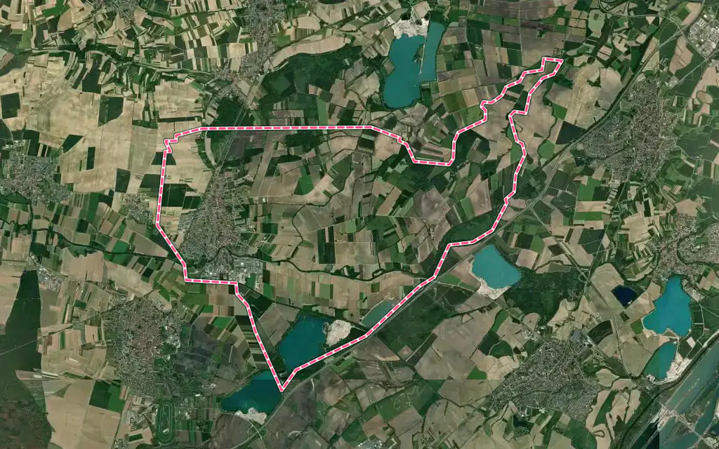 Vue satellite de Weyersheim avec ses contours administratifs