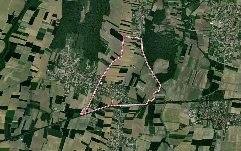 Vue satellite de Wickerschwihr avec ses contours administratifs