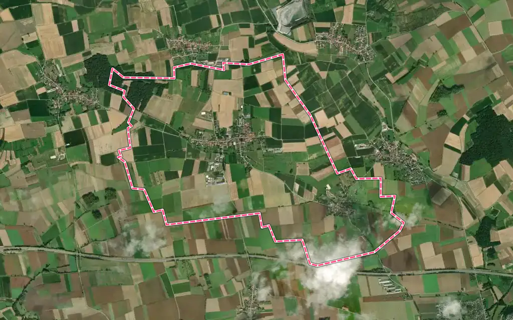 Vue satellite de Wickersheim-Wilshausen avec ses contours administratifs
