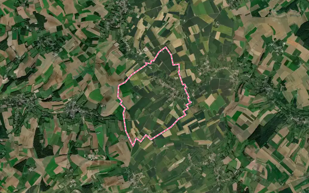 Vue satellite de Wicquinghem avec ses contours administratifs
