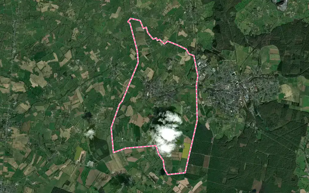 Vue satellite de Wignehies avec ses contours administratifs
